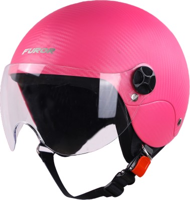 Steelbird SBH-16 Furor ISI Certified Open Face Helmet Motorbike Helmet(Dashing Pink with Clear Visor)