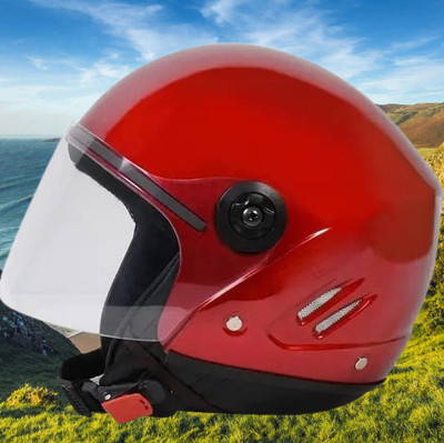 Lxt Red_Half_face_Helmet_with ISI Certified_RE_29 Motorbike Helmet(Red)