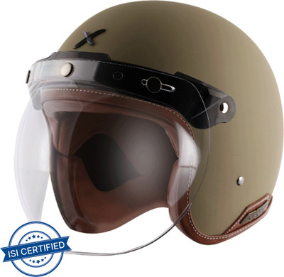 Axor Retro Jet Leather Motorbike Helmet(Dull Desert Storm)