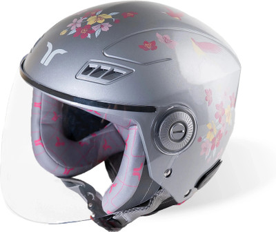 TVARRA Blossom Open Face Silver Haze Women's Helmet, Small,Printed Design,ISI certified Motorbike Helmet(Silver Haze)
