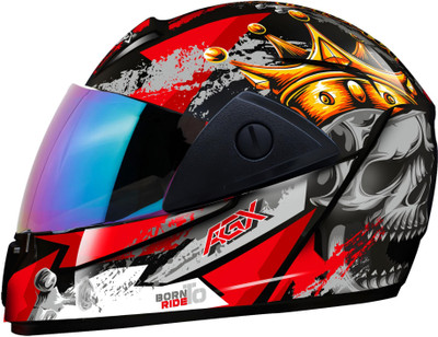 Agx Rado Nirvan with Anti UV Rainbow Visor ABS Material Unisex Motorbike Helmet(Red)