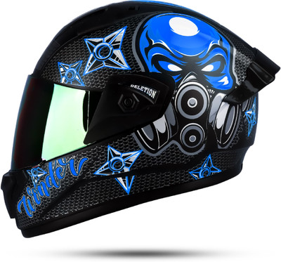 deletion Wonder Ninja ISI Unbreakable Helmet With Rainbow Visop Motorsports Helmet(Blue)
