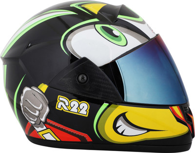 Racing-1 Angry with Rainbow Visor ABS Material Unisex Motorbike Helmet(Green/Yellow)