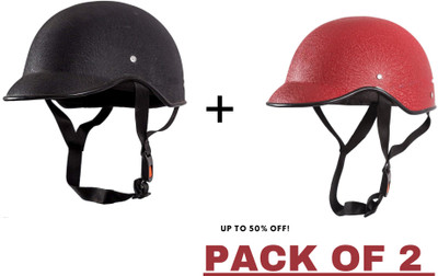Anjana WRINKLE MINI ALL MULTIPURPOSE HELMET [BLACK + RED] Motorbike Helmet(Black, Red)