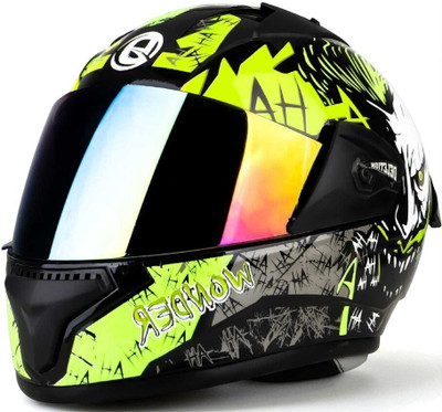 deletion Wonder Joker with Rainbow Visor ABS Material (OO-1) Motorbike Helmet(Green)