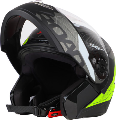 Steelbird Air SBA-7 ROAD FLIP UP MATT BLACK NEON M SIZE 580MM Motorbike Helmet(MATT)
