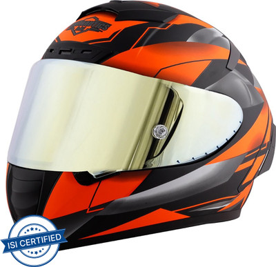 Steelbird SA-2 Aeronautics Metallic Mat Motorbike Helmet(FL.Orange)