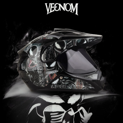 FOROLY X-8 Venom Motocross with Stylish Graphics Motorbike Helmet(Multicolor)