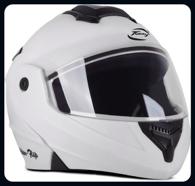 fuery Flip-up Plain Visor Blue Helmet Z097_New Motorsports Helmet(White)