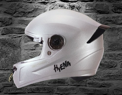 OZONE JSR_CLASS 1 QUALITY_FULLFACE_HYENA_HELMET_A1_L66 Motorbike Helmet(SILVER WHITE)