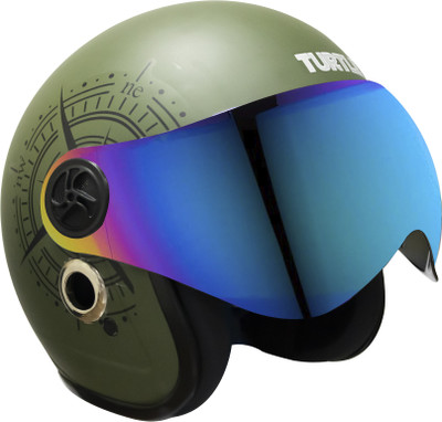 TURTLE Star-Wth-Vis-S-56-Green-RainBw_HOF@ Motorbike Helmet(Green)