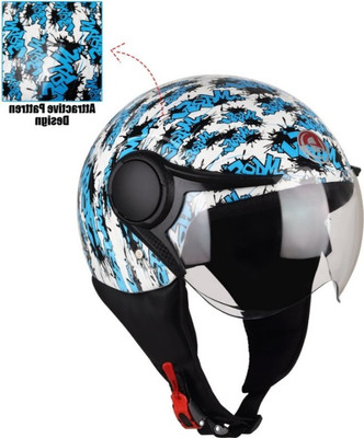 FOROLY Atom Texture with Anti UV PC Visor ABS Material Unisex (AB-1) Motorbike Helmet(Blue)