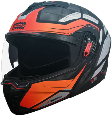 STUDDS Trooper D2 Motorbike Helmet(MATT BLACK ORANGE)