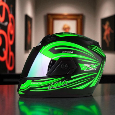 TRINOS Mega with Rainbow Visor ABS Material (OO-1) Motorbike Helmet(Green)