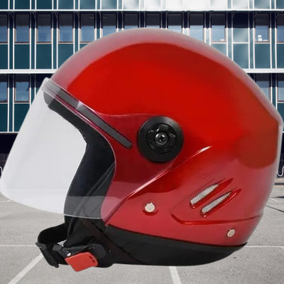 Lxt Red_Half_face_Helmet_with ISI Certified_RE_98 Motorbike Helmet(Red)
