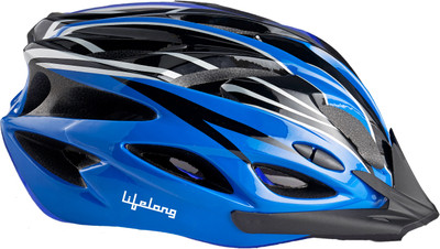 Lifelong LLFAH05 Adjustable Mountain Bike Cycle Helmet with Padding & Detachable Visor Cycling Helmet(Blue, Black)