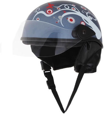 Sage Square Multi-Purpose Open-Face Helmet for Men's & Women's Motorbike Helmet(Metalic Blue Glossy Red Sticker)