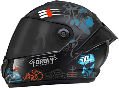 FOROLY Speed Mahadev ABS Material with Black visor Motorbike Helmet(Multicolor)