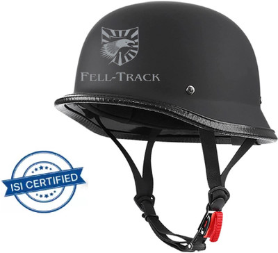 FELL-TRACK FELL TRACK German Retro World War Inspired Half Helmet Motorbike Helmet(Matt Black)