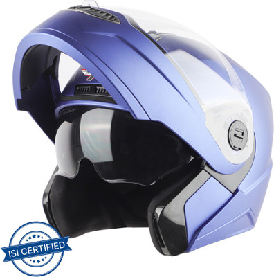 Steelbird SBA-7 7Wings ISI Certified Flip-Up Helmet for Men and Women Motorbike Helmet(Matt Y. Blue)