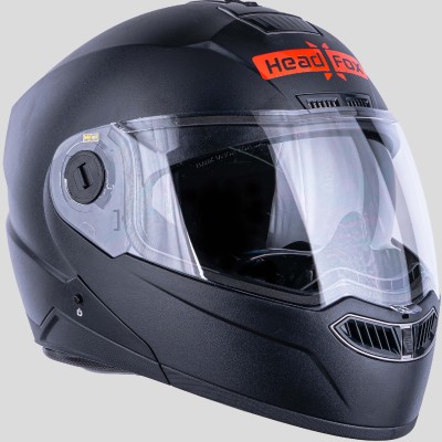 HEADFOX Smart Bluetooth N2 Air 7 Waterproof | Voice Asst. | Calls | Music | GPS Motorbike Helmet(Black, Matt Black)