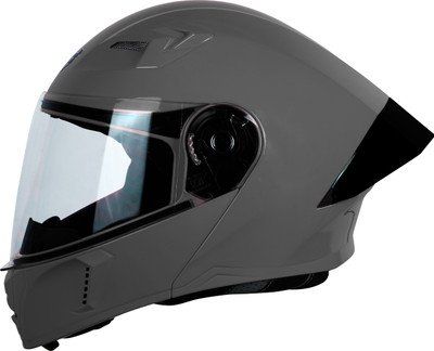 Steelbird SBA-20 7Wings ISI Certified Flip-Up Helmet with Black Spoiler for Men and Women Motorbike Helmet(Glossy H. Grey with Clear Visor)