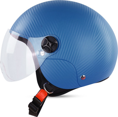 Steelbird SBH-16 Ruby ISI Certified Open Face Helmet Motorbike Helmet(Dashing Blue)