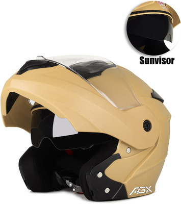 FOROLY ABS Material Unisex Unbrreakable Visor Motorbike Helmet(Milatory)