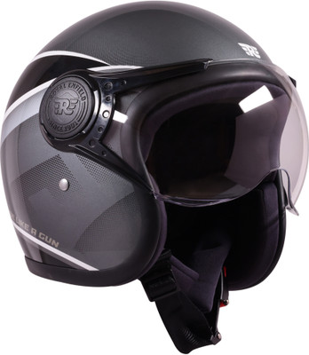 ROYAL ENFIELD Jet Sonic Graphics Open Face with Visor ISI & DOT Certified Helmet Motorbike Helmet(Grey)