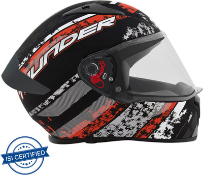 STUDDS Thunder D1 with Clear Visor Motorbike Helmet(Matt Black N2)