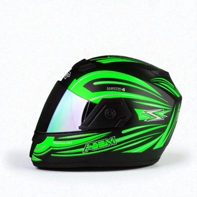 TRINOS Mega with Rainbow Visor ABS Material (MM-1) Motorbike Helmet(Green)