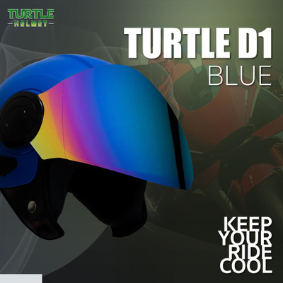 TURTLE D1-L-60-Blue-Rnbow_HOF@ Motorbike Helmet(Blue)