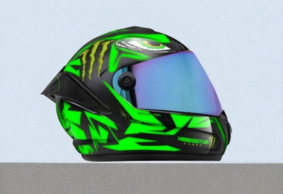 deletion Speed Monster with Rainbow Visor ABS Material (KK-1) Motorbike Helmet(Green)