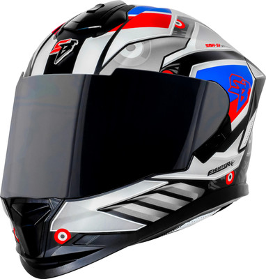 Steelbird SBH-57 Fighter F8 ISI/DOT Certified Full Face Graphic Helmet for Men and Women Motorbike Helmet(Glossy Black White)