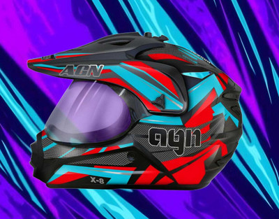 Agx Autogreen X8 Agn ABS Material with polycarbonate Visor Motorbike Helmet(Red)