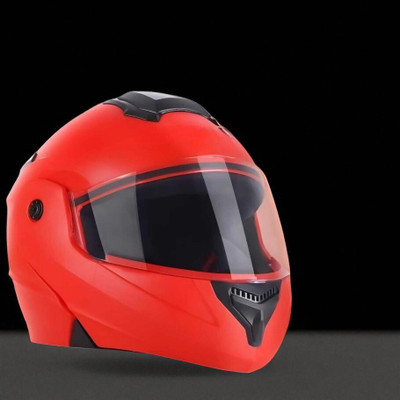 TRINOS Flipup with Polycarbonate Visor ABS Material (PP-1) Motorbike Helmet(Red)