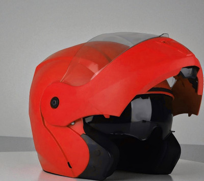 deletion O2 Flipup with Polycarbonate and Sunvisor ABS Material Unisex (KK-1) Motorbike Helmet(Red)