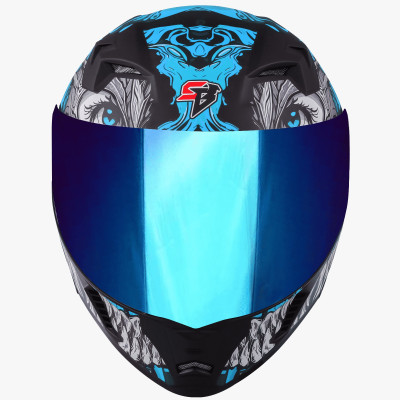 Steelbird Air SBA-20 ISS DRACO Motorsports Helmet(GLOSSY BLACK WITH JAZZ BLUE)