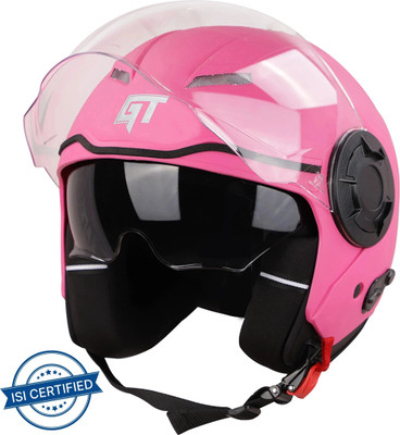 Steelbird GT Dashing ISI Certified Open Face Helmet for Men & Women with Inner Sun Shield Motorbike Helmet(Dashing Pink)