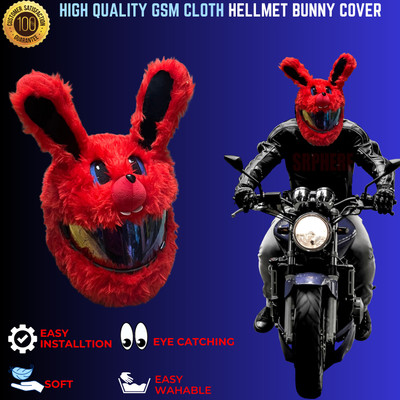 SRPHERE TIT2 FUNNY BUNNY COVER FOR UNIVERSAL HELMET RED Motorbike Helmet(Red)