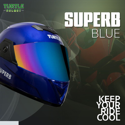 TURTLE Superb-L-60-Blue-Rnbow@ Motorbike Helmet(Blue)