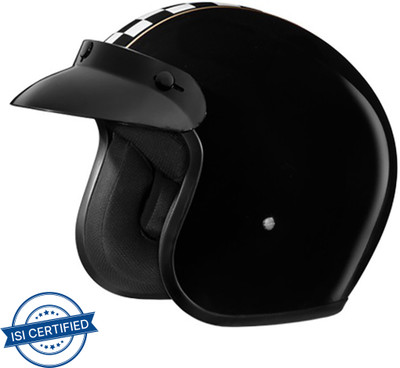 STUDDS JETSTAR CLASSIC D2 OPEN FACE CAFE RACER Motorbike Helmet(Black)