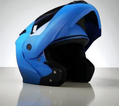 TRINOS Flipup with Rainbow Visor ABS Material (KK-1) Motorbike Helmet(Blue)