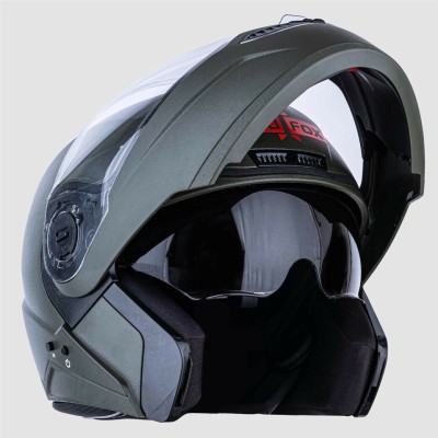 HEADFOX N1 SMART BLUETOOTH Hsba7 Dashing Green Double Visor / Flip-up Motorbike Helmet(Green)