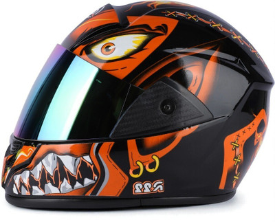 deletion Bali with Rainbow Visor ABS Material Unisex (MM-1) Motorbike Helmet(Orange)