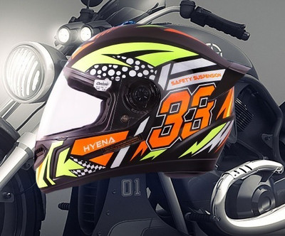OZONE ONS_Premium Quality_Helmet_GV_@A@_41 Motorbike Helmet(ORENGE BLACK)