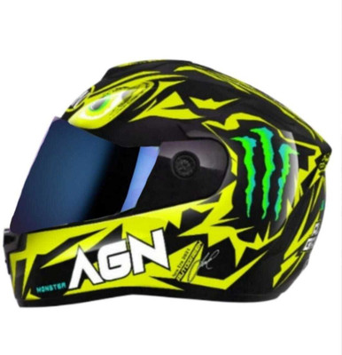 FOROLY AGN Monster ABS Material with Rainbow visor Motorbike Helmet(Neon)