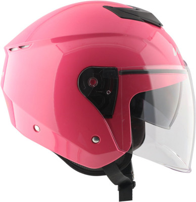 VEGA Punch DV Solid ISI Certified Open Face Medium Motorbike Helmet(Pink)