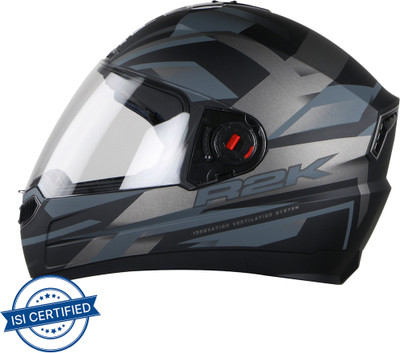 Steelbird SBA-1 R2K Motorbike Helmet(Matt Black Grey with Clear Visor)