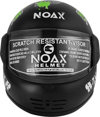 NOAX Green matt pubg Design sticker Motorbike Helmet(Black)